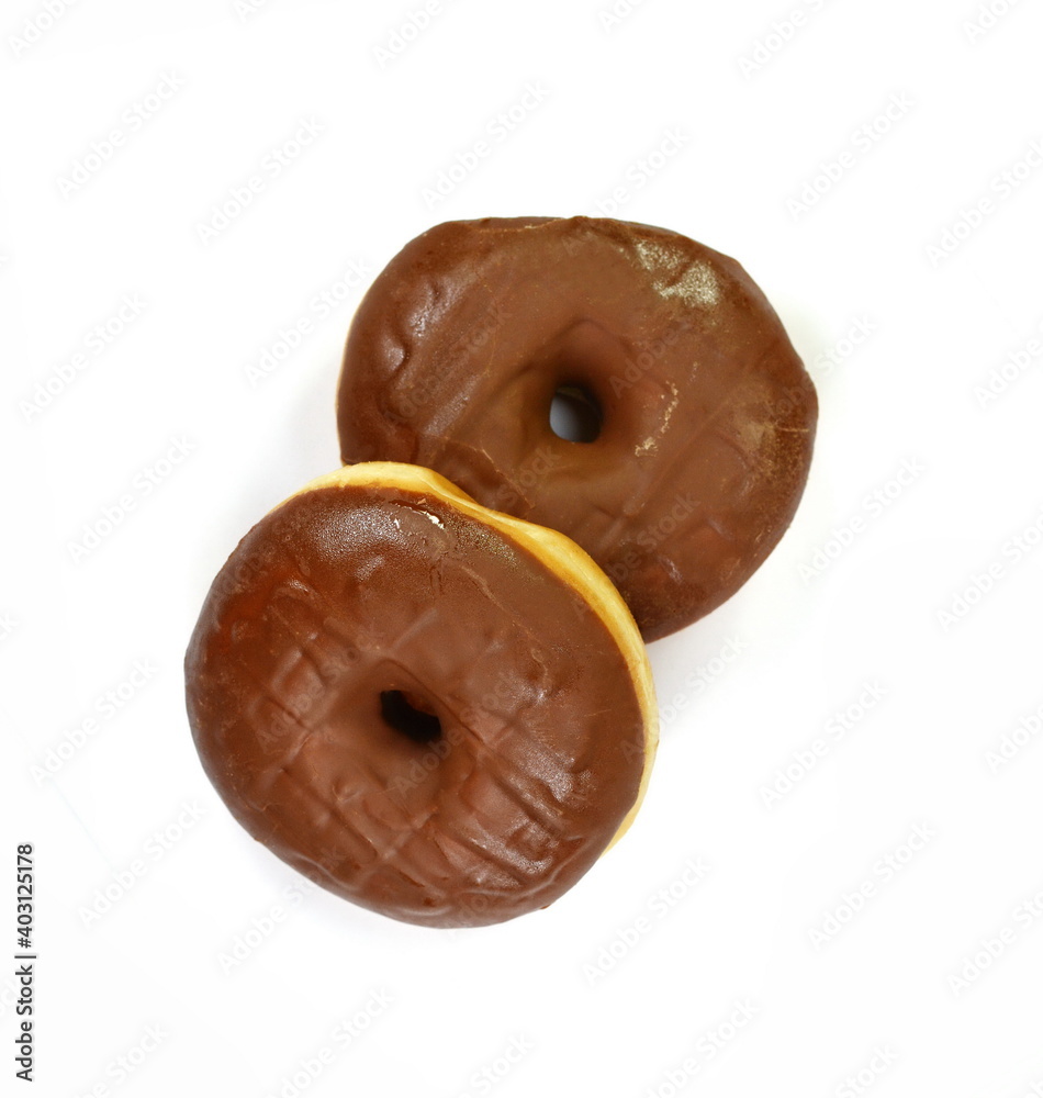 Chocolate donut isolated on white background. Chocolate donut isolated on white background.