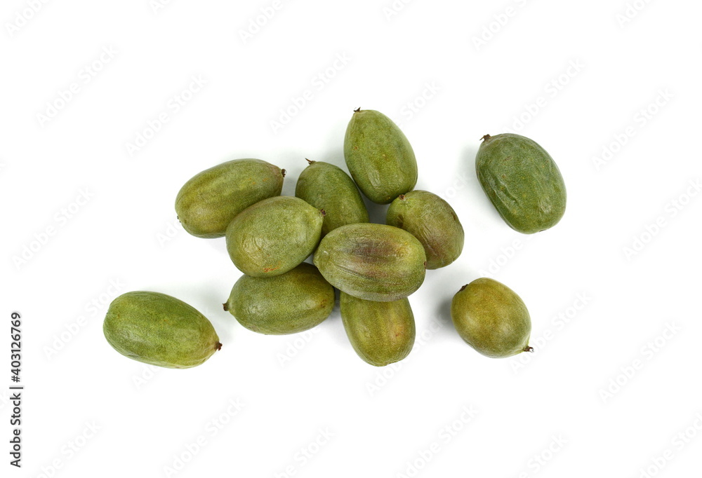Mini kiwi baby fruit on white background. Kiwi berry isolated on white background. Mini kiwi baby fruit on white background. Kiwi berry isolated on white background.