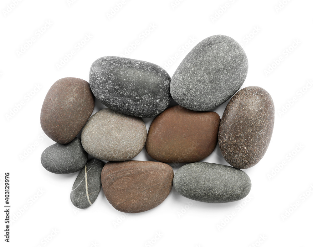 Spa stones on white background, top view Spa stones on white background, top view