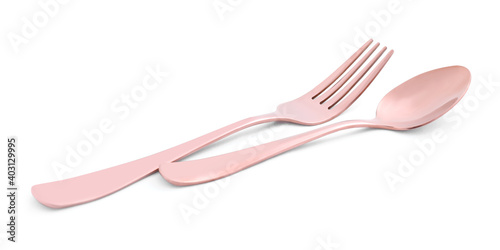 New clean shiny cutlery isolated on white