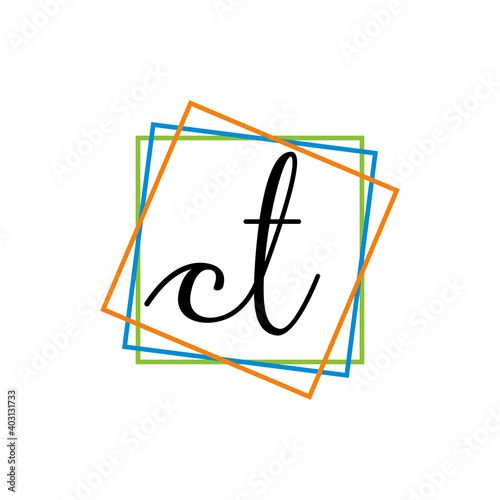 Creative initial letter CT square logo design concept vector
