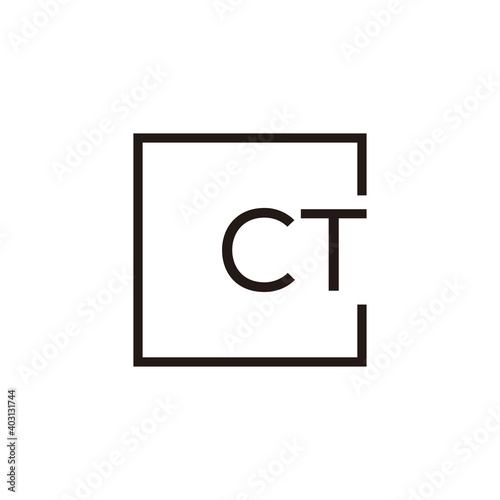 Creative initial letter CT square logo design concept vector
