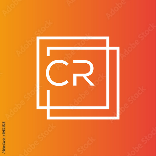 Creative initial letter CR square logo design concept vector