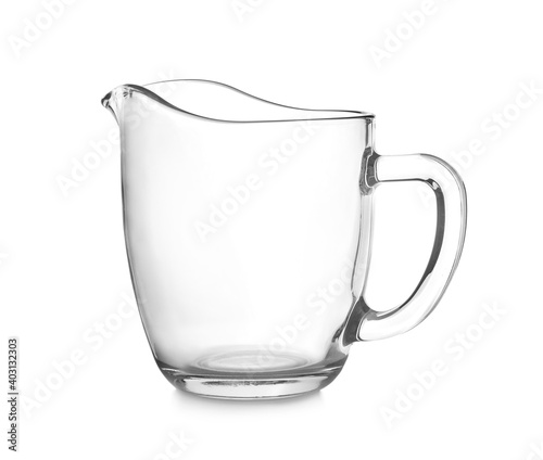 Clean empty glass jug isolated on white