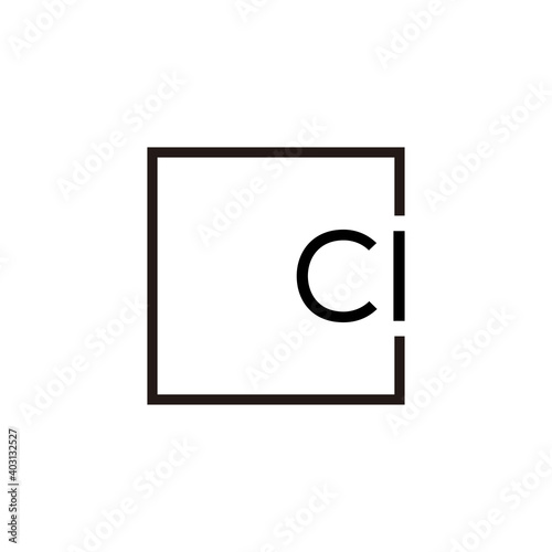 Creative initial letter CI square logo design concept vector