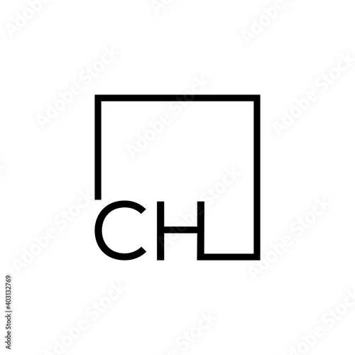 Creative initial letter CH square logo design concept vector photo