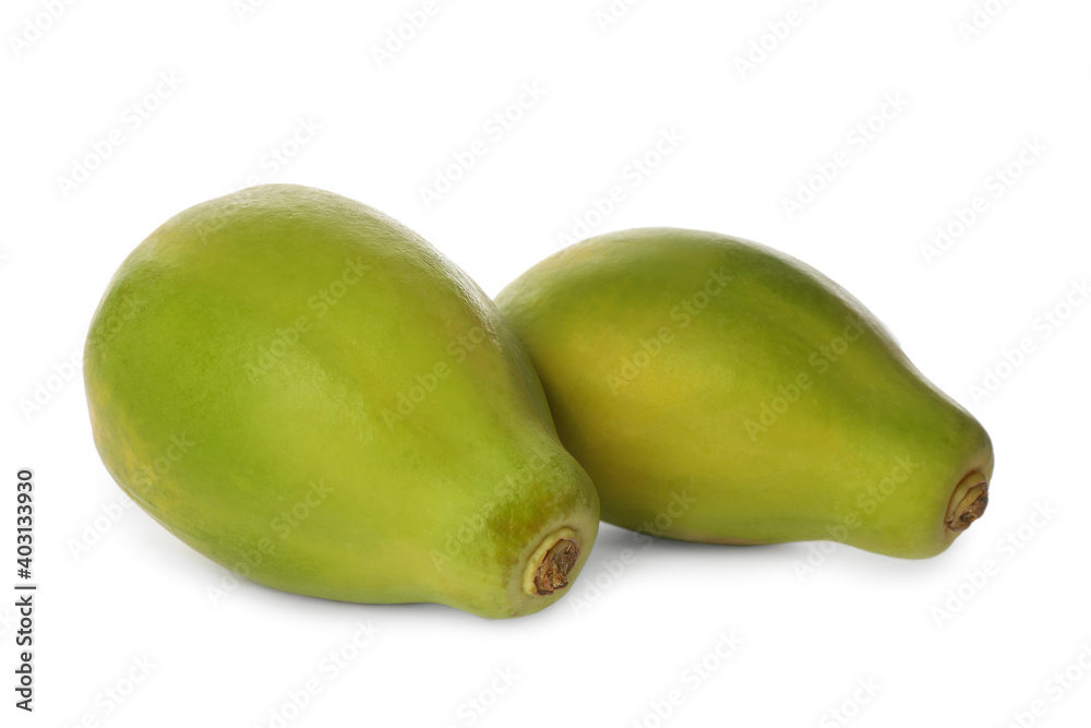 Fresh ripe papaya fruits on white background Fresh ripe papaya fruits on white background