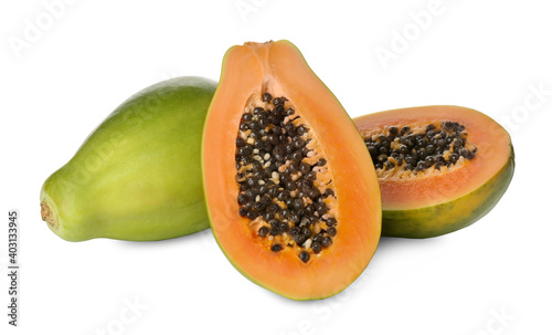 Wallpaper Mural Fresh ripe papaya fruits on white background Torontodigital.ca