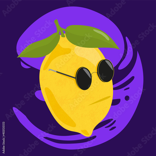 Lemon with glasses character illustration