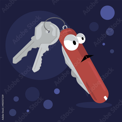 Key chain character vector art illustration