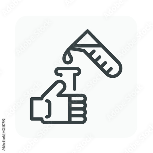 Laboratory robotic or robot scientist and test tube vector icon.
That robot is automation process for working, mixing, shaking,
testing in chemistry lab for pharmaceutical, biological and vaccine.