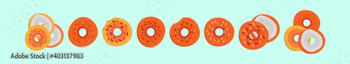 set of bagel food cartoon icon design templates with various models. vector illustration isolated on blue background