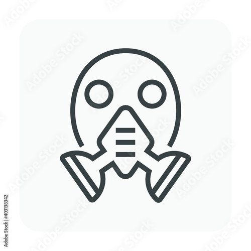 Air purifying respirator or gas mask icon. That is personal protective equipment (PPE) consist of N95 filter, chemical cartridge and strap. For protect welder, painter from gas, dust, fume and vapour.