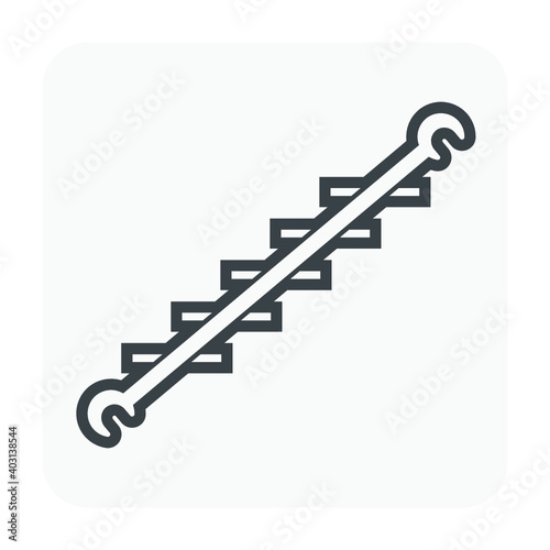 Scaffolding staircase vector icon. Also called ladder or stairway. Item is a construction equipment and component of ringlock and tube clamp scaffolding system. For ingress and egress of the scaffold.