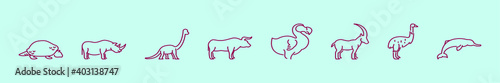 set of extinct animal cartoon icon design templates with various models. vector illustration isolated on blue background