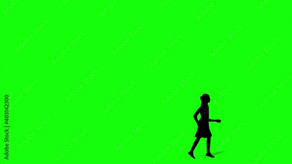 Walking silhouette woman cartoon animation. Loop animation ( 4K video ). green background for background transparent use. Walking silhouette woman cartoon animation. Loop animation ( 4K video ). green background for background transparent use.