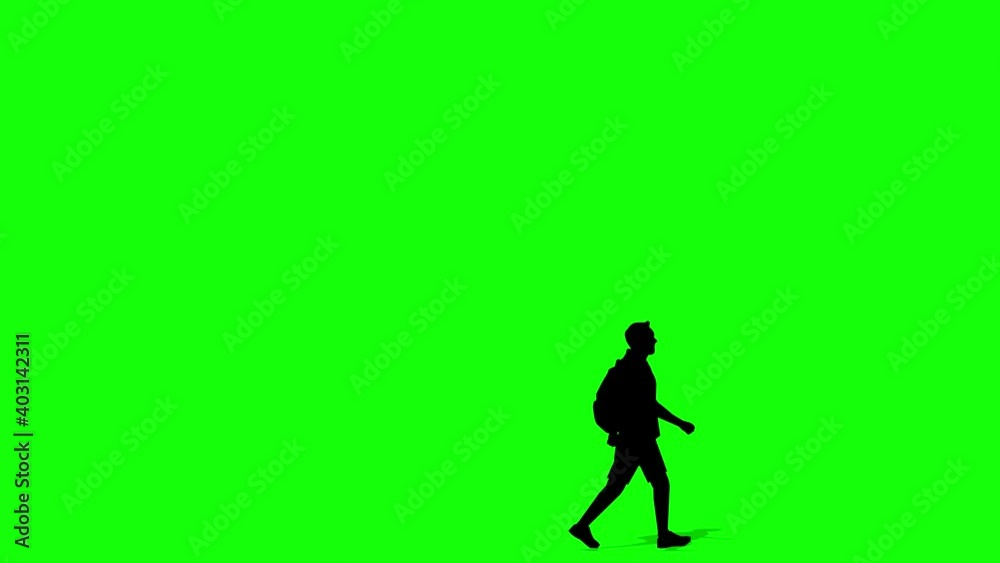 Walking silhouette man cartoon animation. Loop animation ( 4K video ). green background for background transparent use Walking silhouette man cartoon animation. Loop animation ( 4K video ). green background for background transparent use