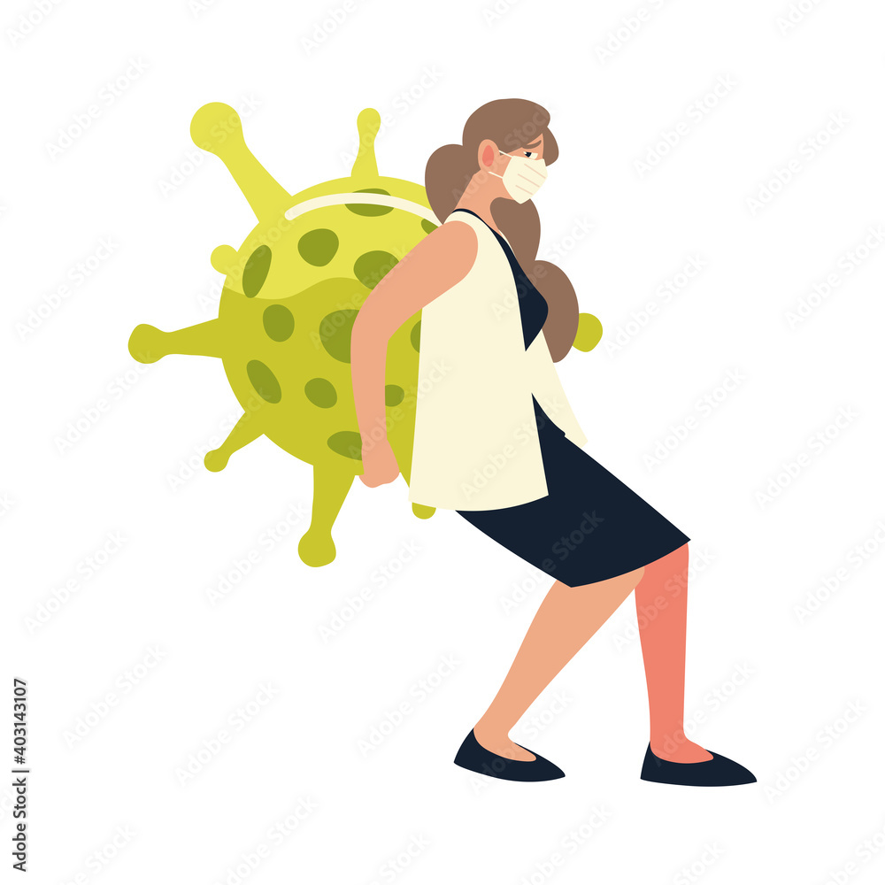 covid 19 virus protection woman with mask vector design covid 19 virus protection woman with mask vector design
