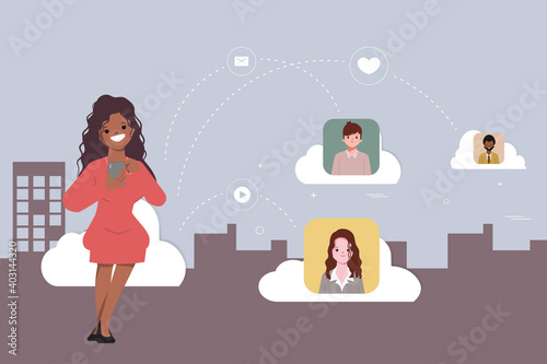 Social media chatting worldwide concept illustration.