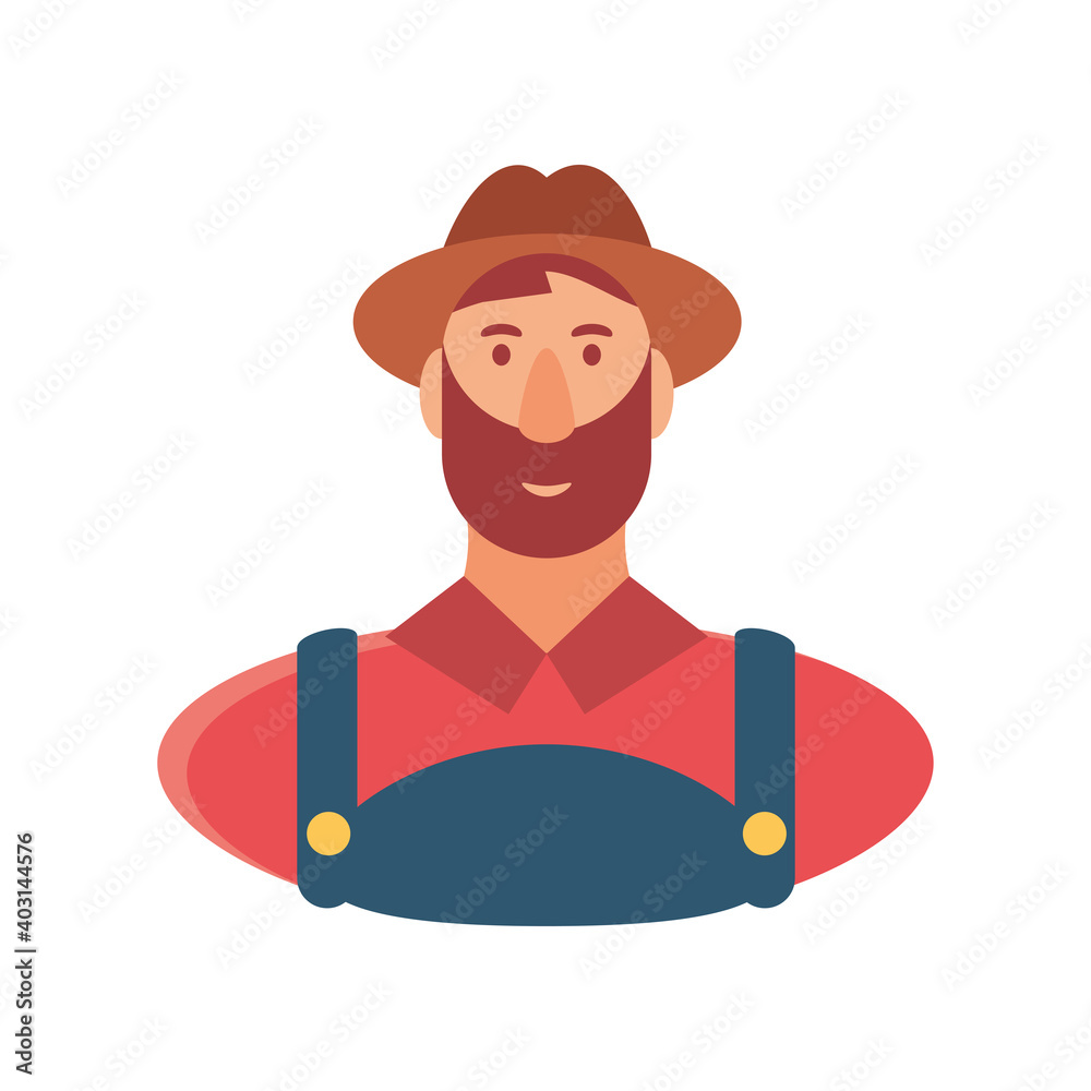 character cartoon farmer man in overalls and hat