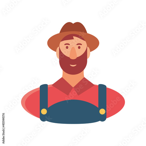 character cartoon farmer man in overalls and hat