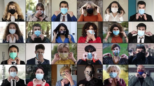 Wallpaper Mural pandemic, covid 19 - people wearing surgical mask looking at camera Torontodigital.ca