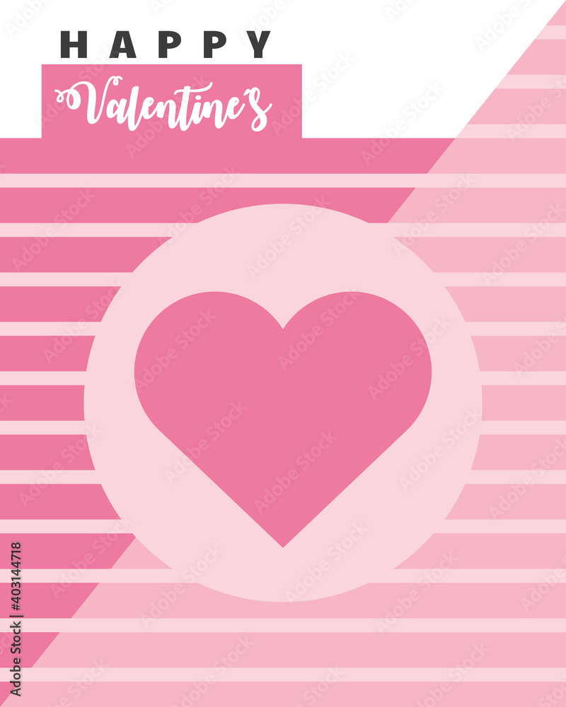 happy valentines day card with pink heart over striped background happy valentines day card with pink heart over striped background