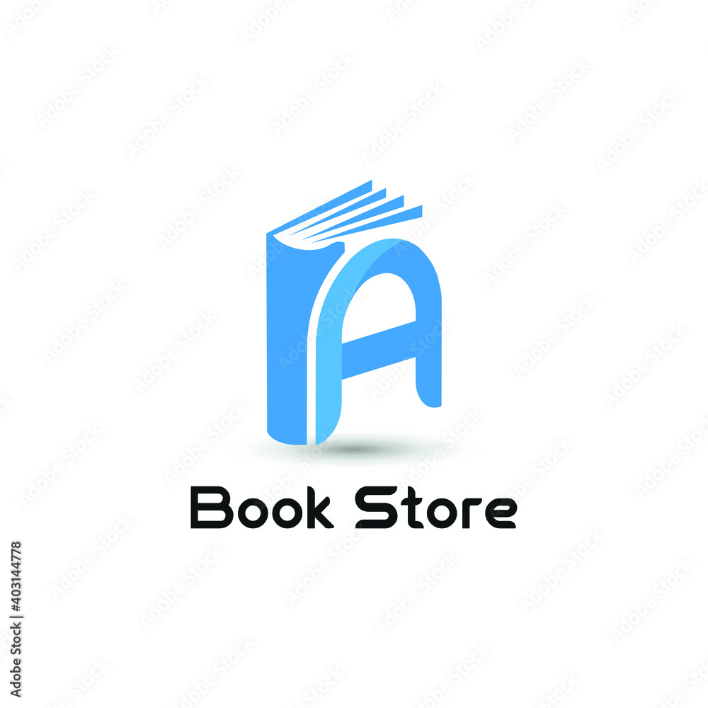 Initial letter A book for bookstore, book company, publisher, encyclopedia, library, education logo concept Initial letter A book for bookstore, book company, publisher, encyclopedia, library, education logo concept