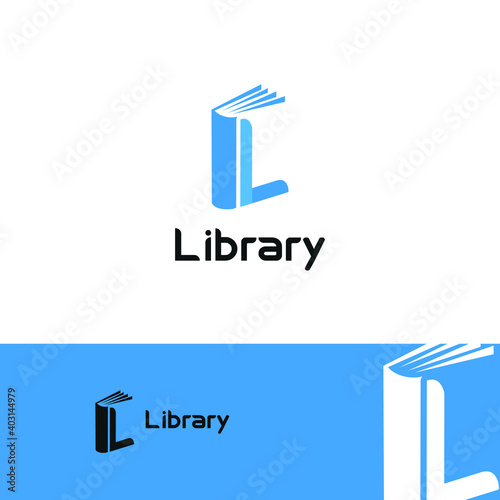 Initial letter L book for bookstore, book company, publisher, encyclopedia, library, education logo concept
