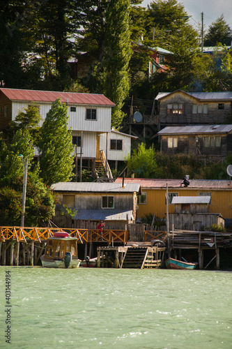 boats on the river in a village