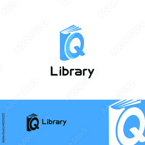 Initial letter Q book for bookstore, book company, publisher, encyclopedia, library, education logo concept