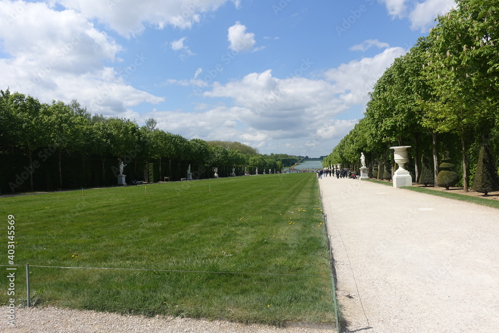 Famous palace beautiful gardens near paris, france