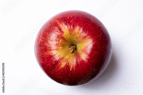 Top view of red apple isolated on white background