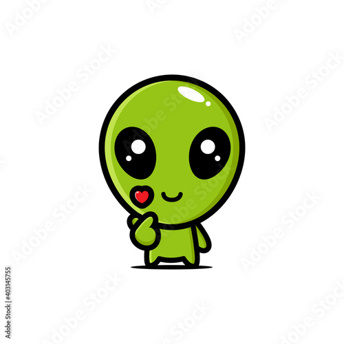 cute alien character design with korean love finger