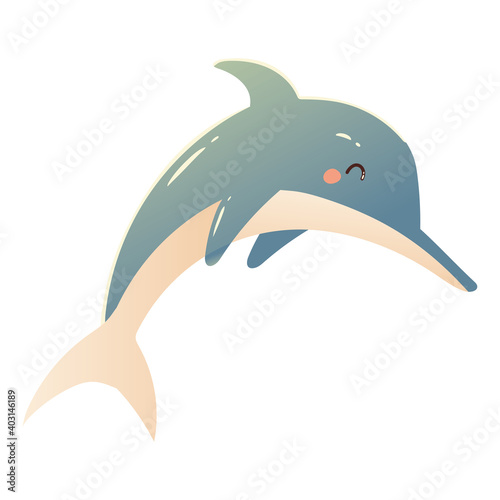 dolphin cartoon animal icon over white background design