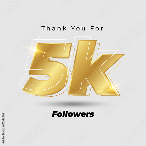 3d 5000 followers thank you with golden. 5k photo