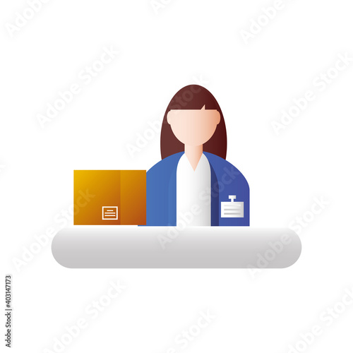 postal service, female courier employee with package