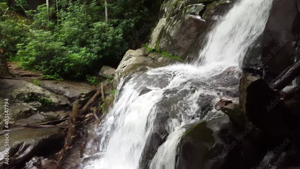 Waterfall Streaming into Pool of Water in Forest Waterfall Streaming into Pool of Water in Forest
