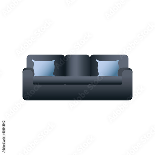 home remodeling sofa with cushions decoration renovation icon design vector