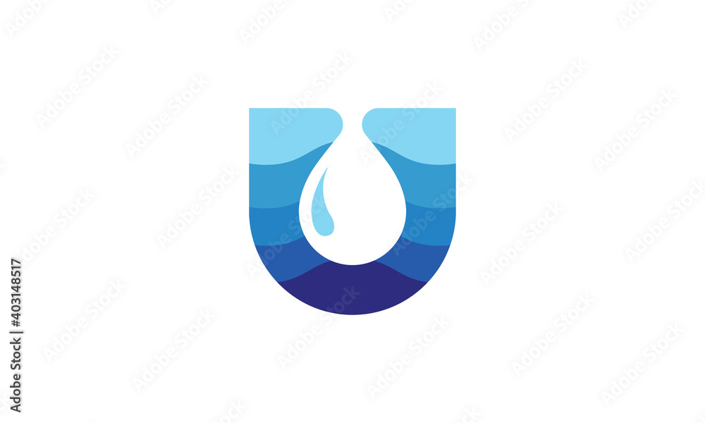 Creative Vector Illustration Logo Design. Initial Letter U with Water Drop Concept. Creative Vector Illustration Logo Design. Initial Letter U with Water Drop Concept.