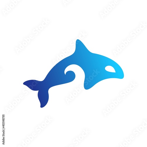 whale with wave logo isolated on white background