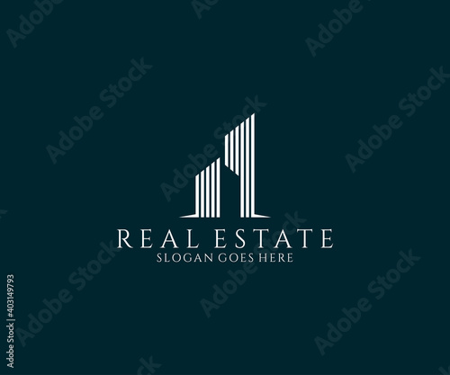 Construction Building Logo Architecture Simple Flat Geometric Line