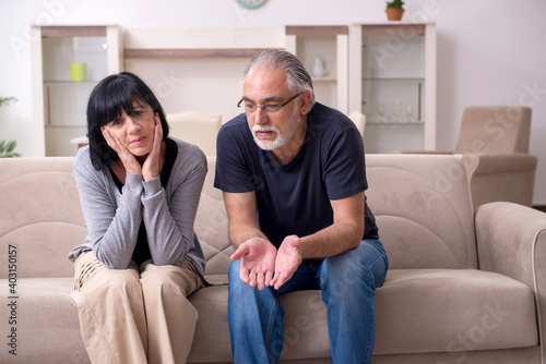 Old couple having argument at home