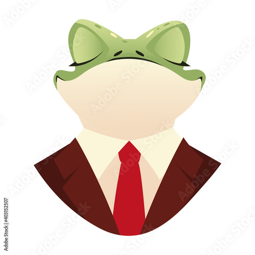 people art animal, portrait frog in suit and red necktie