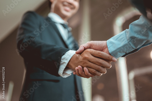 Businessman shake hands and get to know each other before they start talking about business.Bussiness,working, success concept