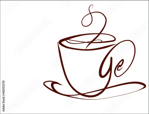 vector image with a cup of coffee or tea for menu design