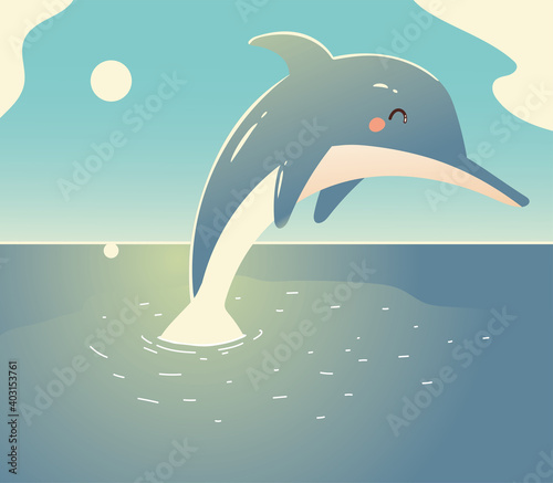 jumping dolphin sea sunset nature landscaping design