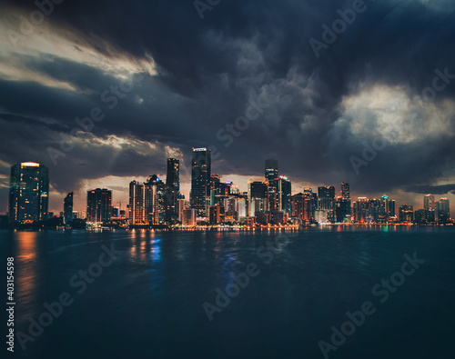 Wallpaper Mural city skyline at night beautiful Miami Florida usa United States buildings sky   Torontodigital.ca