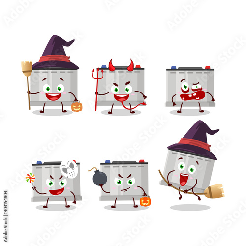 Halloween expression emoticons with cartoon character of accumulator battery