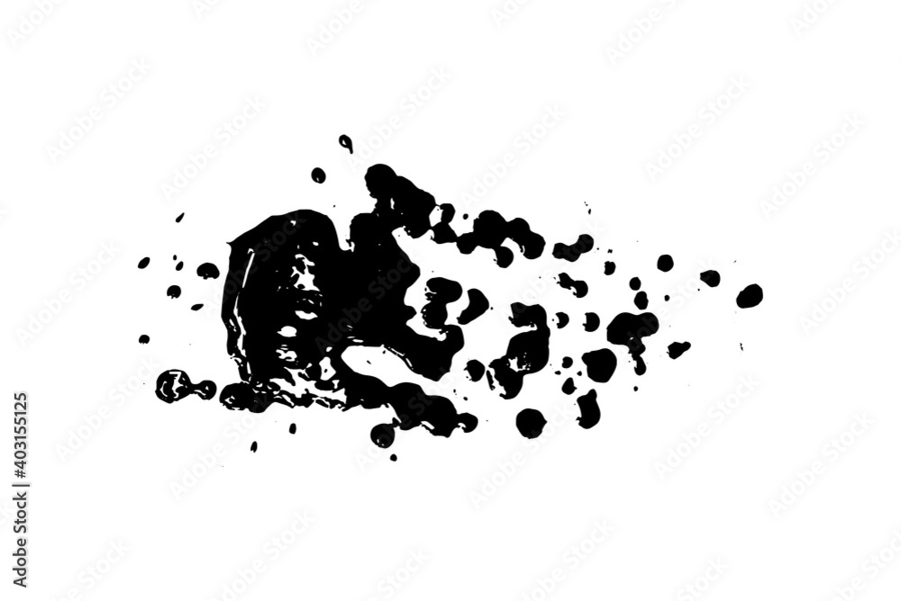 Obraz premium Ink stain. Black Paint Spot . Silhouette brush texture. Black ink splashes. Vector black paint, ink brush stroke, brush, line or texture. Dirty artistic design element, box, frame.